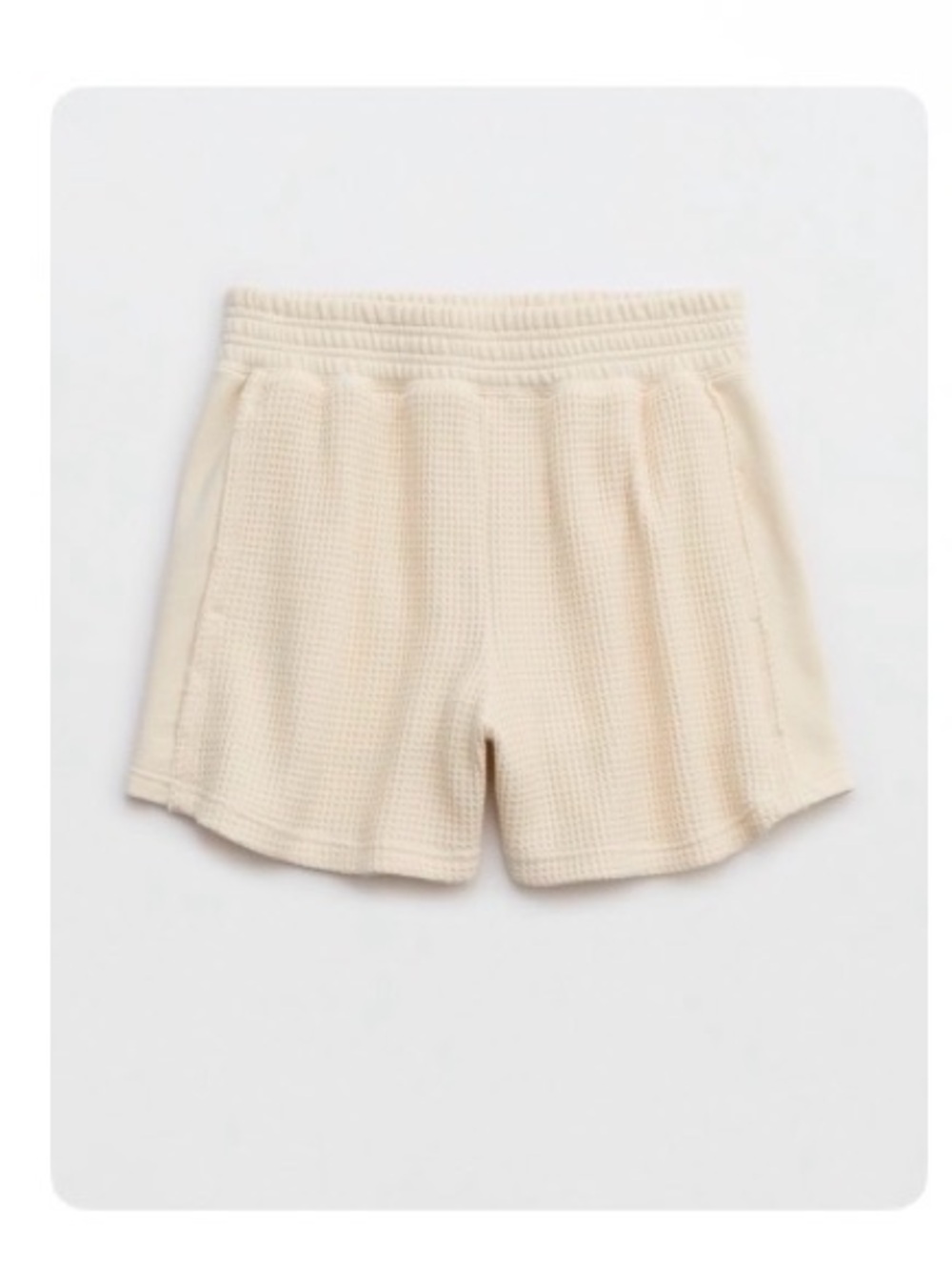 Aerie High Waisted Waffle Knit Lounge Shorts - Cream